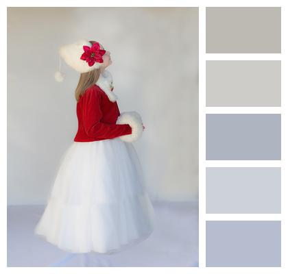 White Fur Hat Christmas Child Red Coat Image
